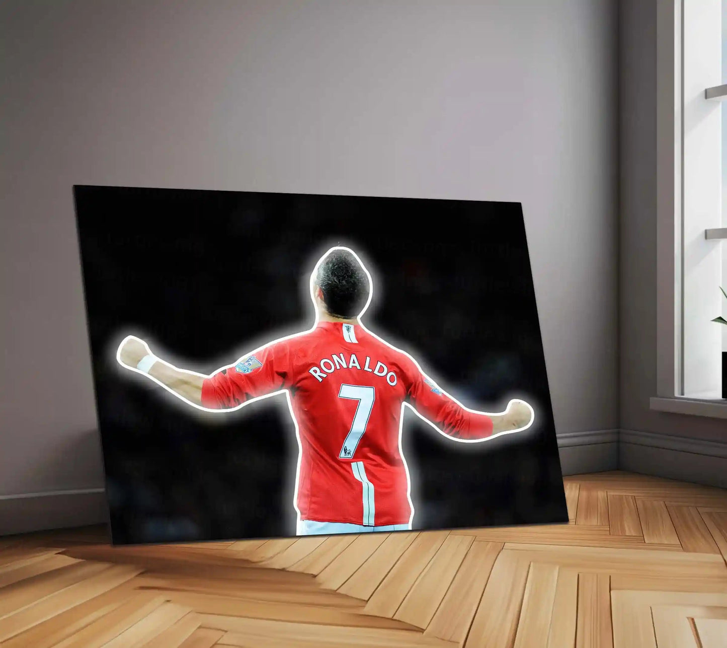 Cristiano Ronaldo Neon LED Metal Frame | CR7 Iconic Celebration Poster | Football Legend Wall Art - TURTLEWINGS