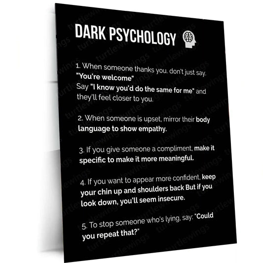 Quote Metal Poster | Dark Psychology – Human Behavior Insight Wall Art | Psychology Knowledge Inspirational Metal Frame - TURTLEWINGS