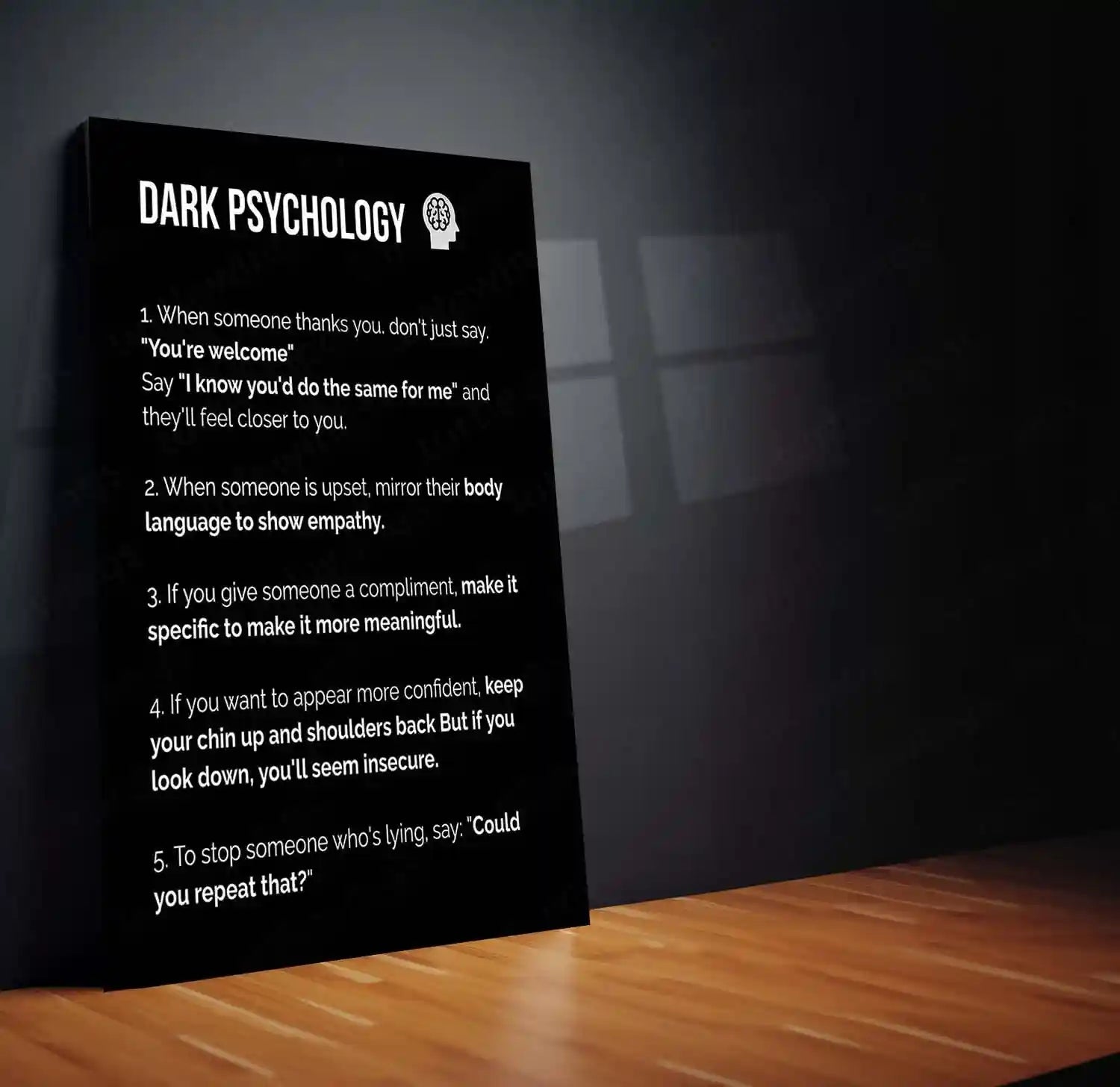Quote Metal Poster | Dark Psychology – Human Behavior Insight Wall Art | Psychology Knowledge Inspirational Metal Frame - TURTLEWINGS