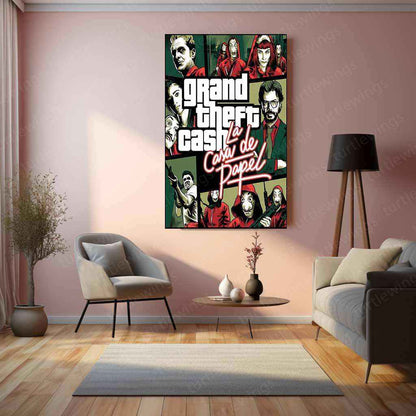 Money Heist Metal Poster | La Casa De Papel Wall Art | Iconic Heist Aesthetic Print - TURTLEWINGS