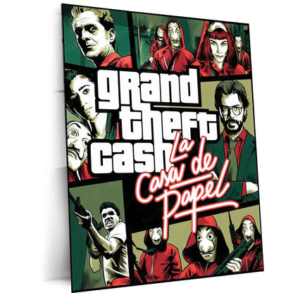 Money Heist Metal Poster | La Casa De Papel Wall Art | Iconic Heist Aesthetic Print - TURTLEWINGS