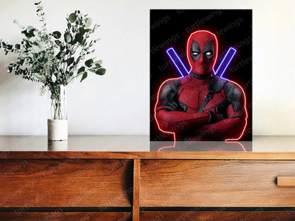 Deadpool Neon LED Metal Frame â Bold Merc with a Glow - TURTLEWINGS