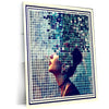 DeBernest Pixel Art Metal Poster – Abstract Woman’s Profile in Rough Grid Pixels