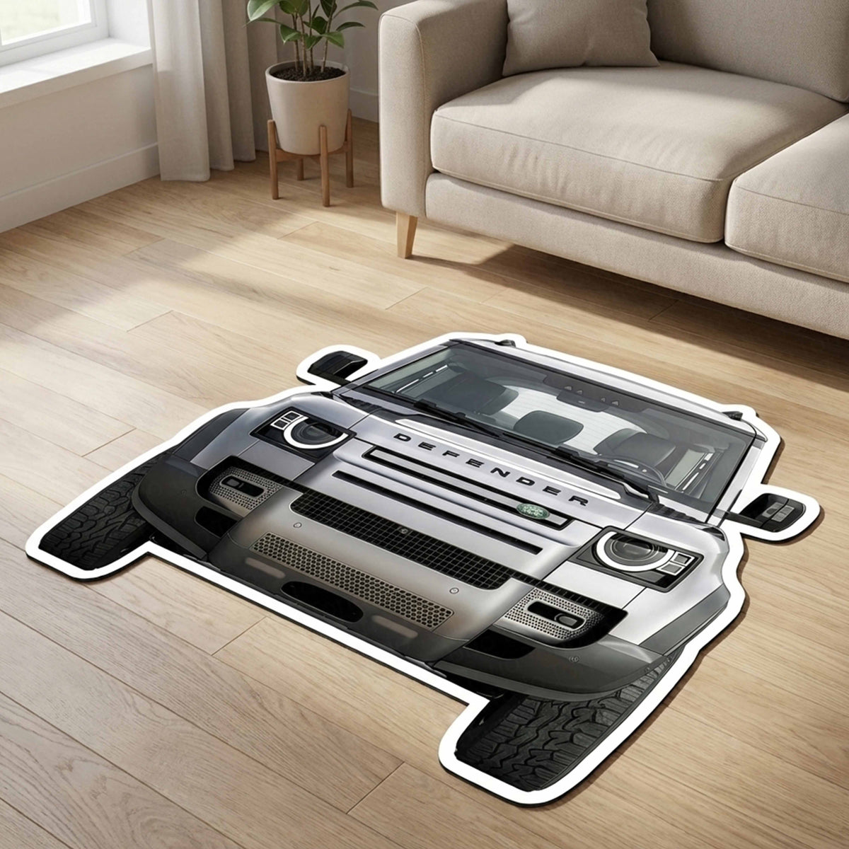Land Rover Defender Floor Mat | Anti-Slip 3mm Absorbent Car-Style Flat Rug | Easy Clean Waterproof Designer Mat for Home & Garage