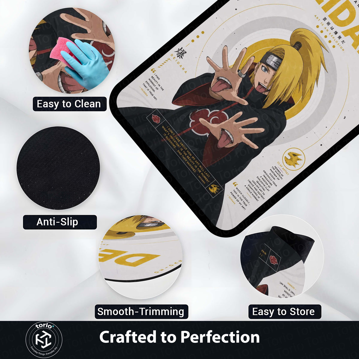Naruto Deidara Anime Character Flat Rug | Akatsuki Deidara Art Flat Rug | Premium Anime Gaming Room Floor Decor