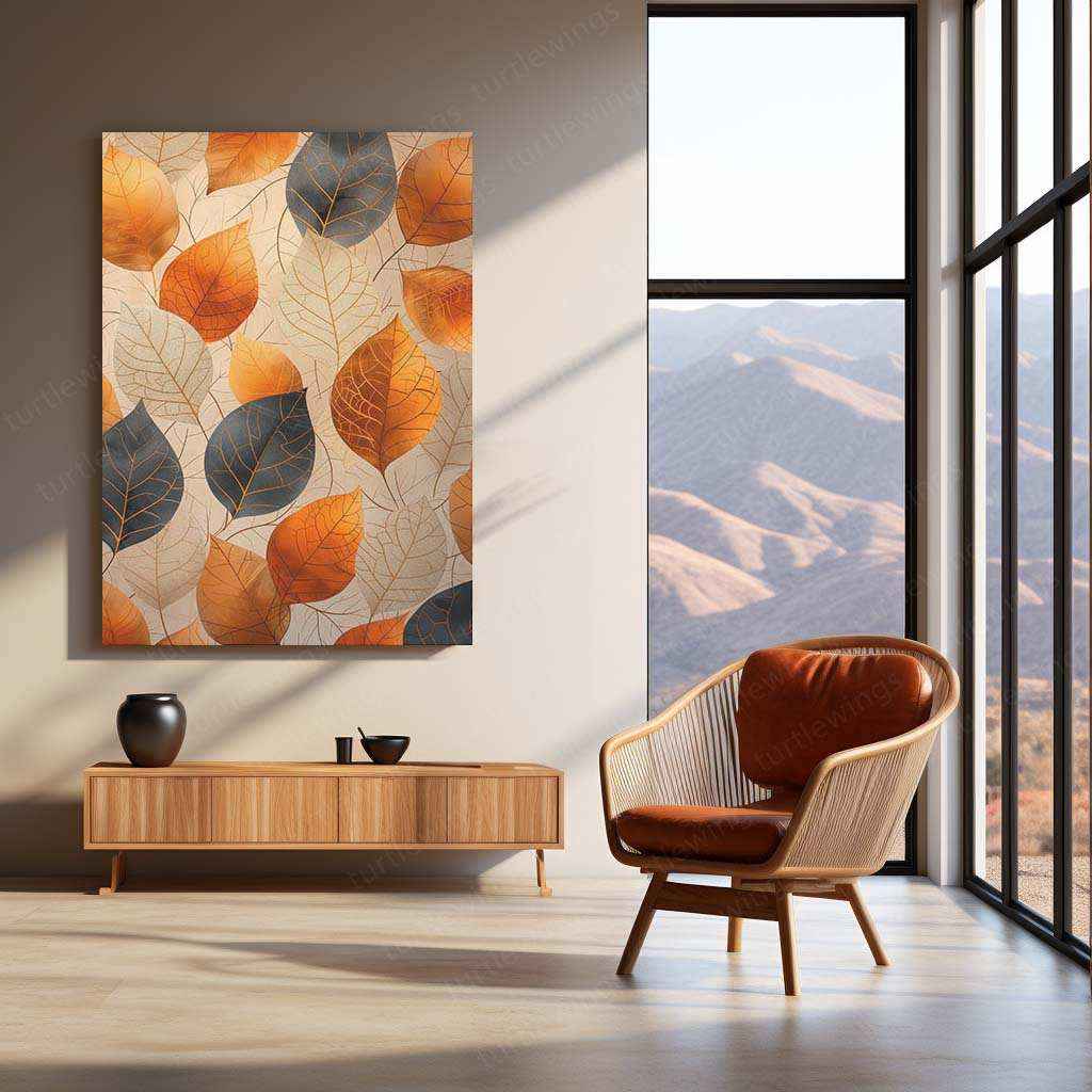 Leaf Pattern Metal Poster | Minimalist Botanical Wall Art | Nature-Inspired Home Decor - TURTLEWINGS