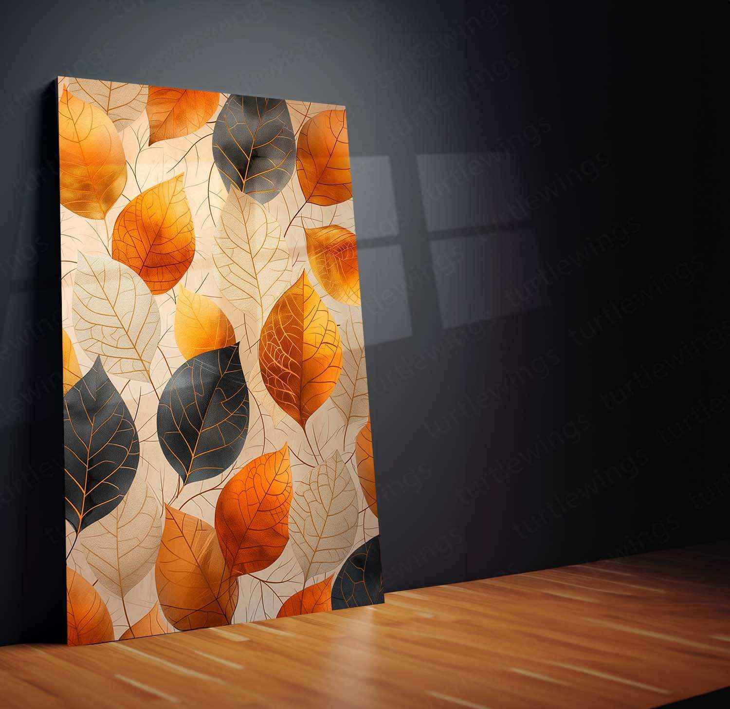 Leaf Pattern Metal Poster | Minimalist Botanical Wall Art | Nature-Inspired Home Decor - TURTLEWINGS