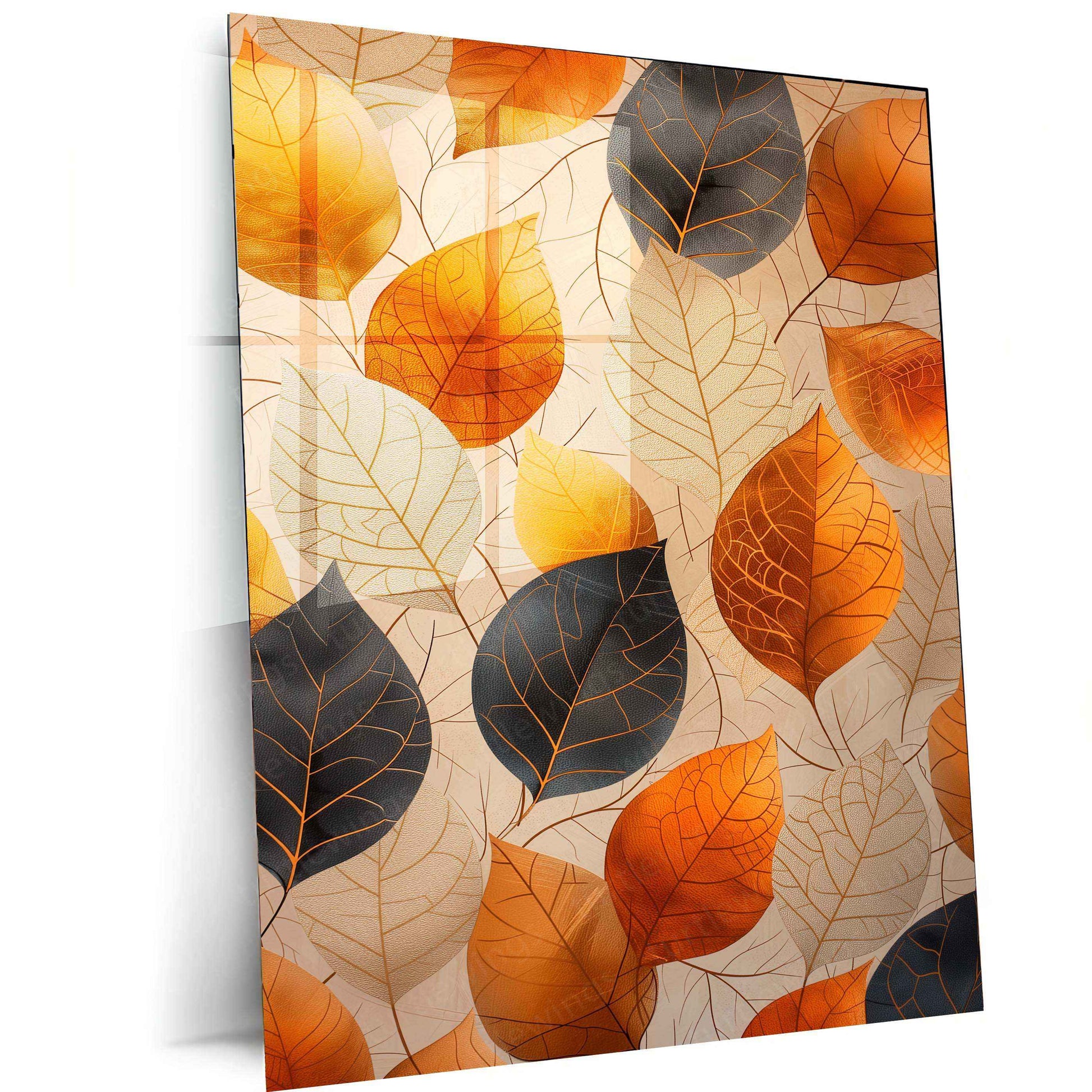 Leaf Pattern Metal Poster | Minimalist Botanical Wall Art | Nature-Inspired Home Decor - TURTLEWINGS