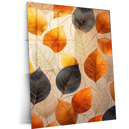 Leaf Pattern Metal Poster | Minimalist Botanical Wall Art | Nature-Inspired Home Decor - TURTLEWINGS
