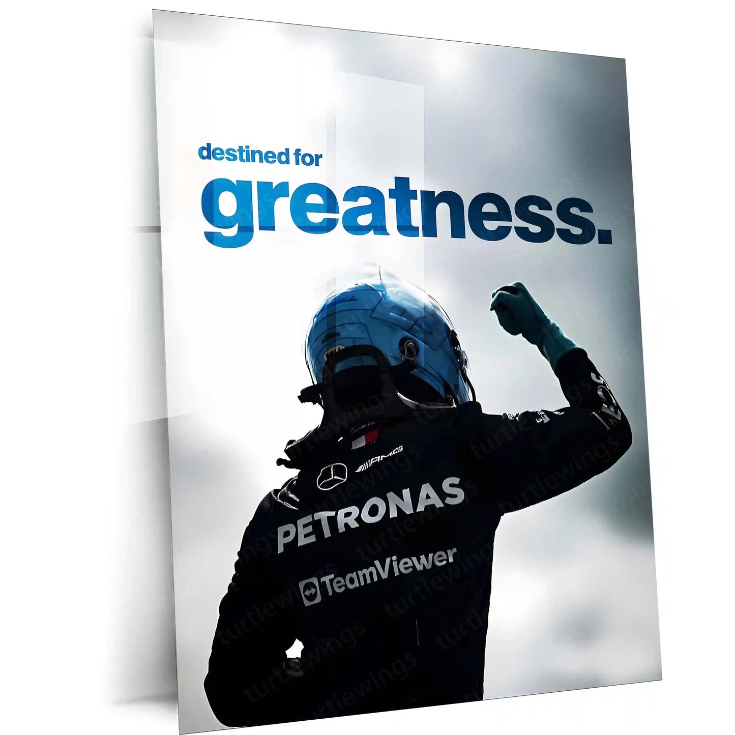 Quote Metal Poster | Destined for Greatness Metal Frame George Russell Inspired Motivational Wall Art | Future Champion Mindset Quote Metal Poster - TURTLEWINGS