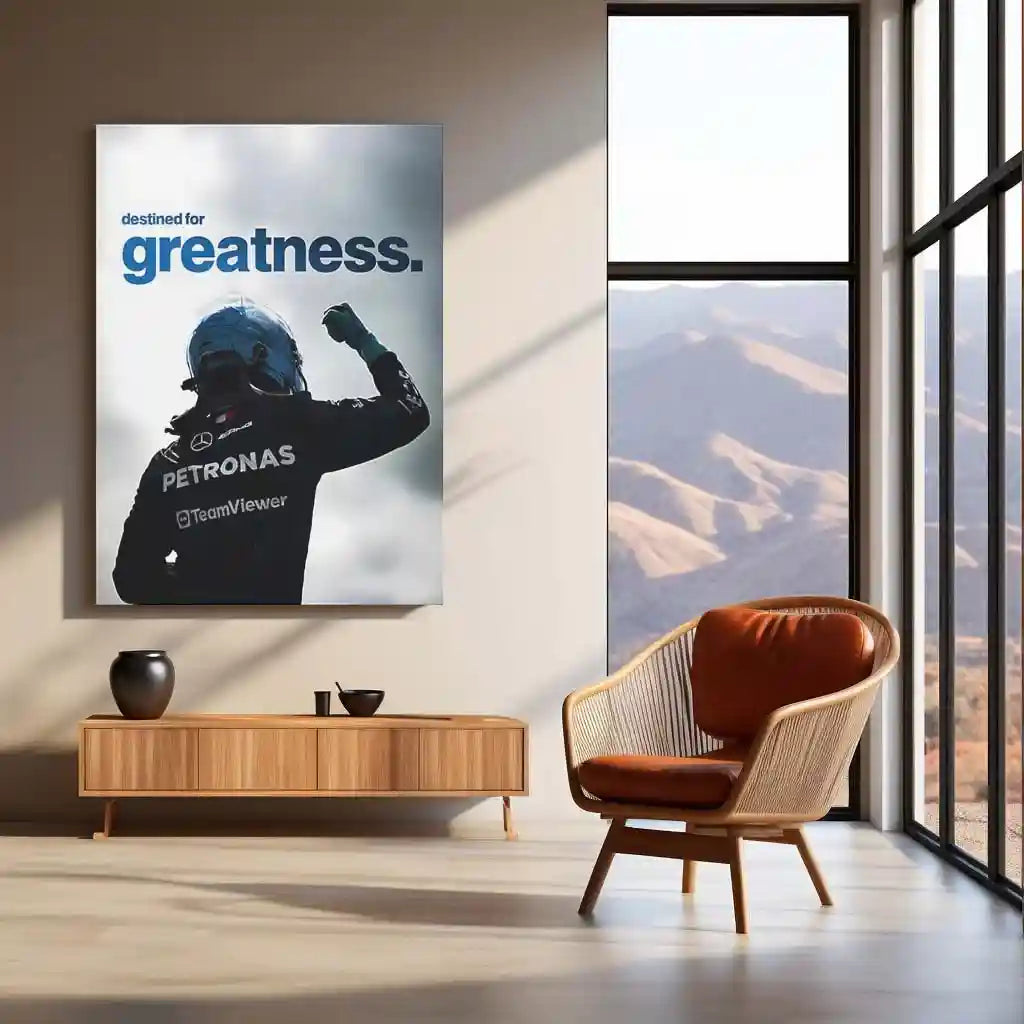 Quote Metal Poster | Destined for Greatness Metal Frame George Russell Inspired Motivational Wall Art | Future Champion Mindset Quote Metal Poster - TURTLEWINGS