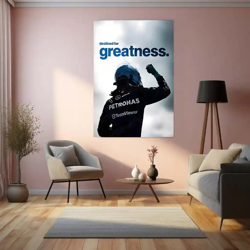Quote Metal Poster | Destined for Greatness Metal Frame George Russell Inspired Motivational Wall Art | Future Champion Mindset Quote Metal Poster - TURTLEWINGS