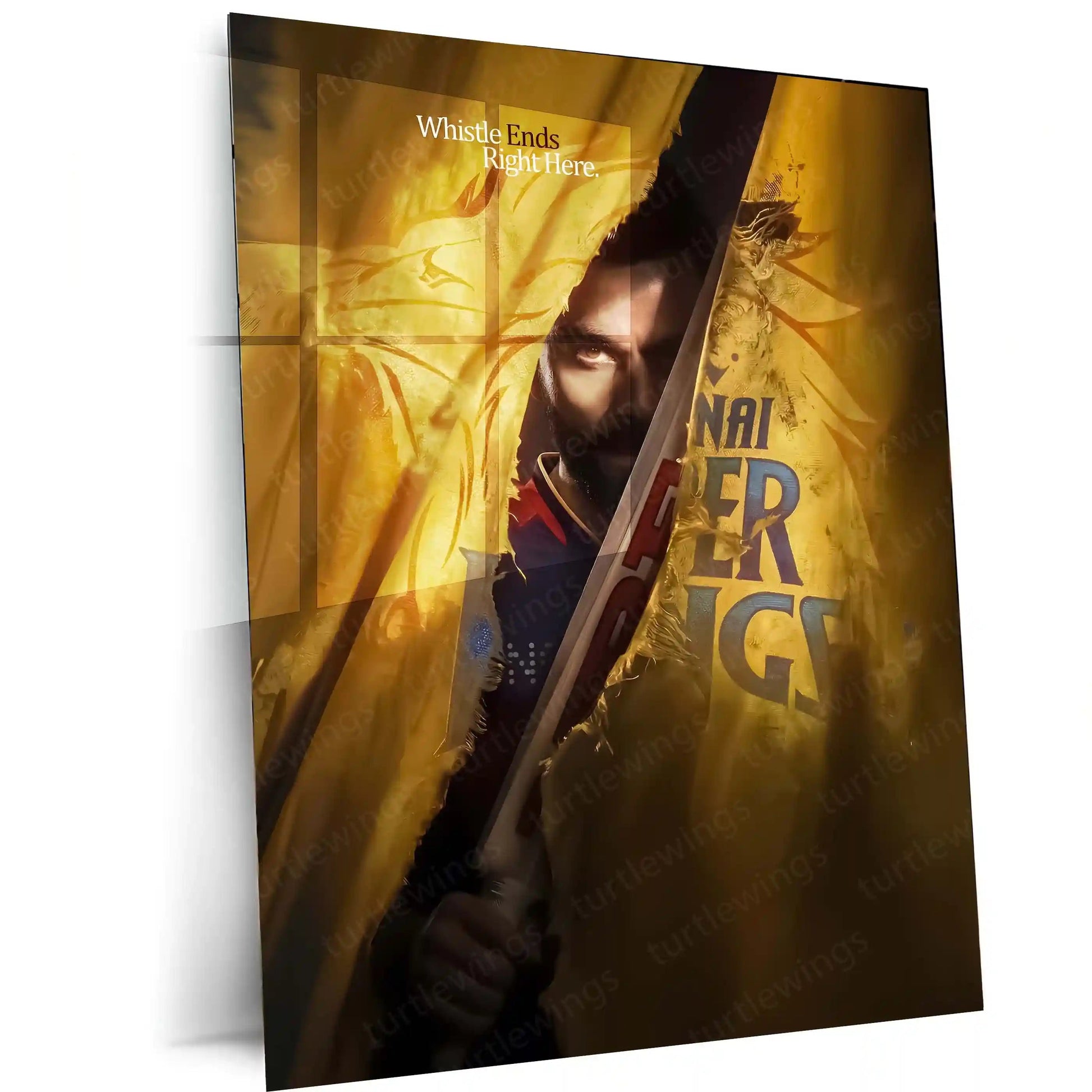 Virat Kohli RCB Metal Poster | IPL Cricket Champion Frame | Sport Metal Poster - TURTLEWINGS