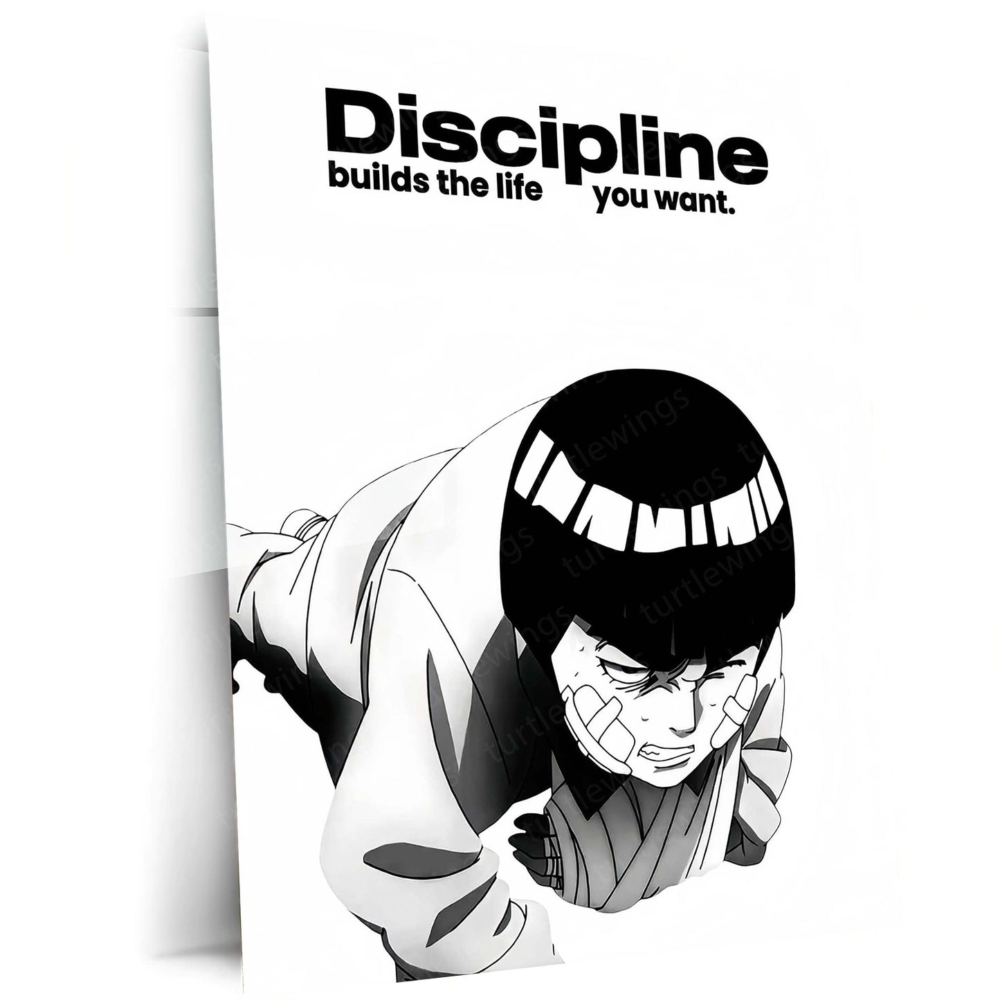 Anime Metal Poster | Rock Lee – Discipline Metal Poster Anime Training Wall Art | Hard Work Motivation Metal Frame