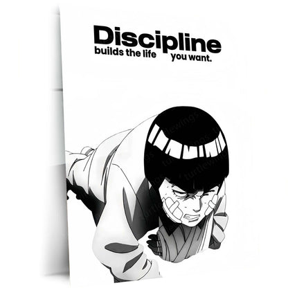 Anime Metal Poster | Rock Lee – Discipline Metal Poster Anime Training Wall Art | Hard Work Motivation Metal Frame