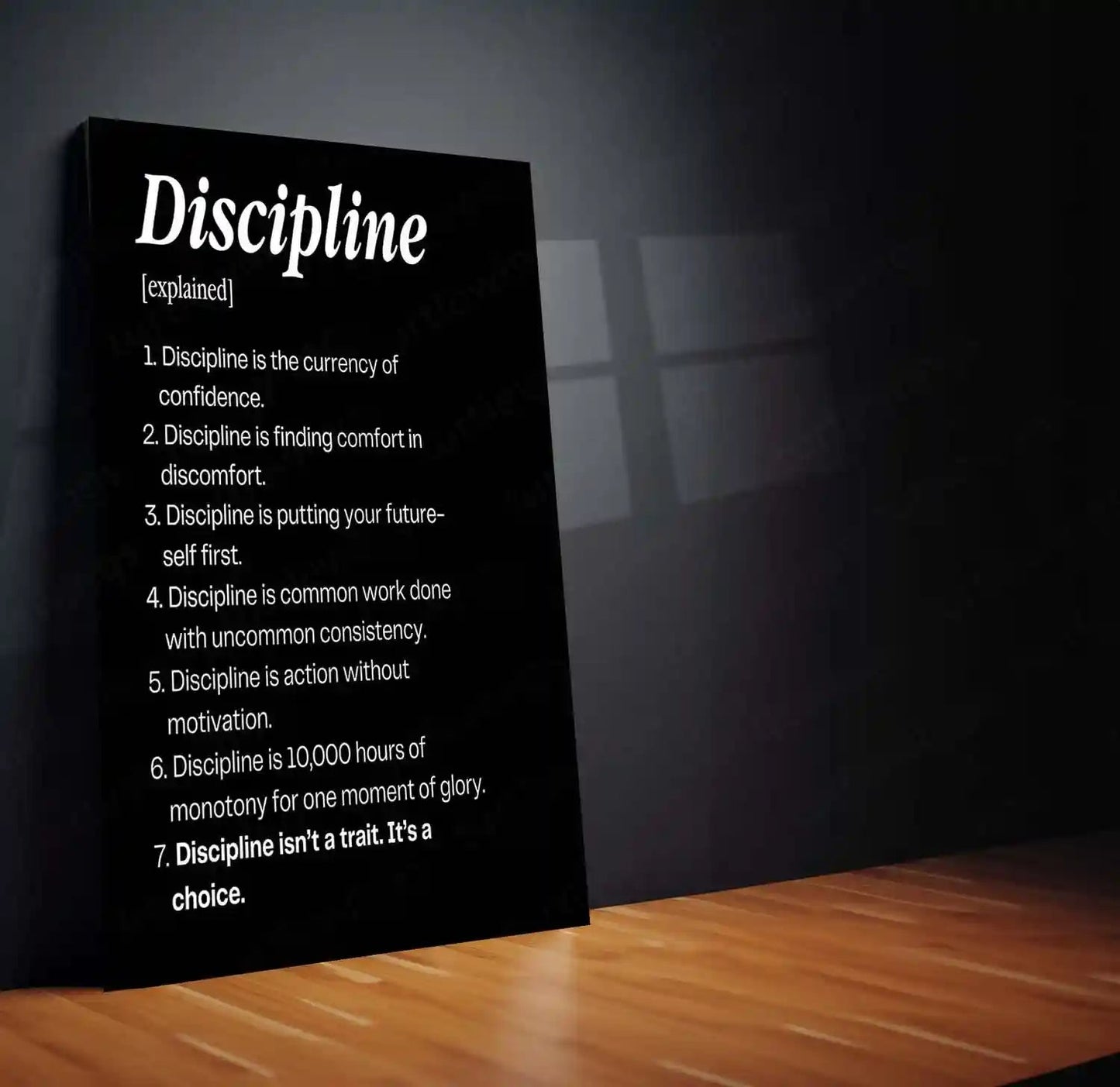 Quote Metal Poster | Discipline Explained – Consistency & Success Mindset Wall Art | Motivational Self-Discipline Metal Frame - TURTLEWINGS