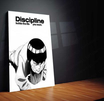 Anime Metal Poster | Rock Lee – Discipline Metal Poster Anime Training Wall Art | Hard Work Motivation Metal Frame