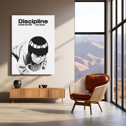 Anime Metal Poster | Rock Lee – Discipline Metal Poster Anime Training Wall Art | Hard Work Motivation Metal Frame