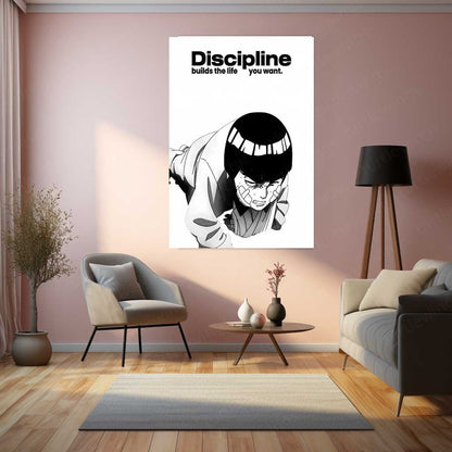 Anime Metal Poster | Rock Lee – Discipline Metal Poster Anime Training Wall Art | Hard Work Motivation Metal Frame