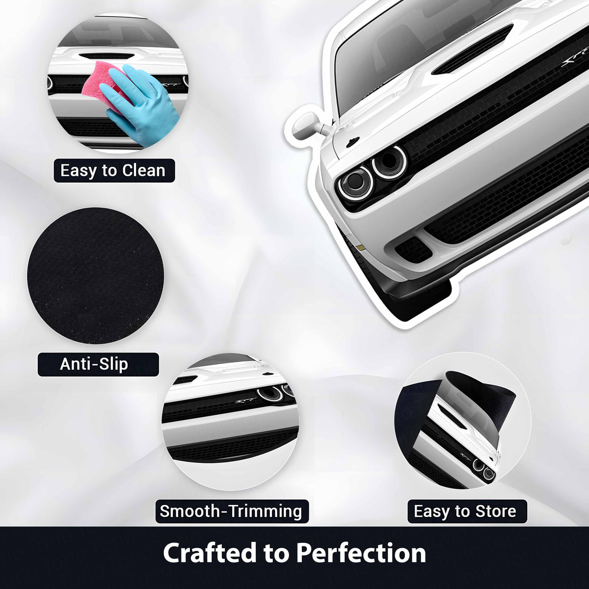 Dodge Challenger Floor Mat | Anti-Slip 3mm Absorbent Muscle Car-Style Flat Rug | Easy Clean Waterproof Designer Mat for Home, Garage & Man Cave