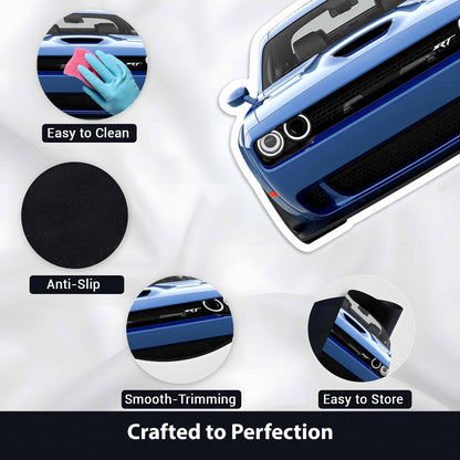 Dodge Challenger SRT Front Cut Floor Mat | Anti-Slip 3mm Rubber Flat Rug | Easy-Clean Car Design Doormat for Home & Garage
