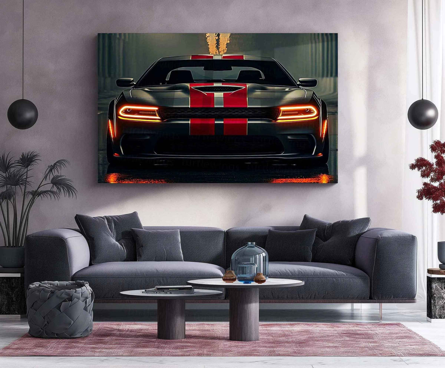 Dodge Racing Neon LED Metal Poster â Muscle Car Performance Wall Art - TURTLEWINGS