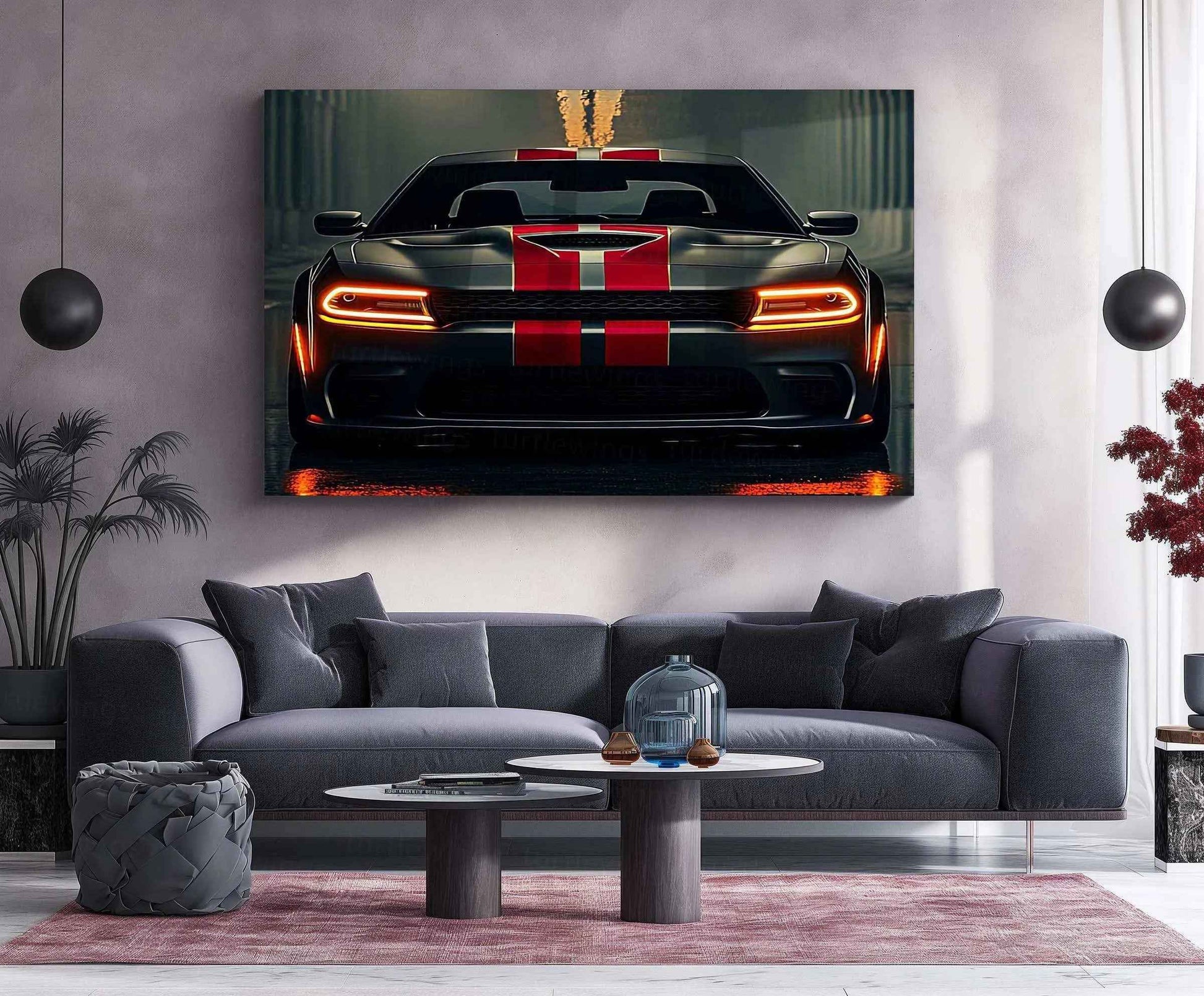 Dodge Racing Neon LED Metal Poster â Muscle Car Performance Wall Art - TURTLEWINGS