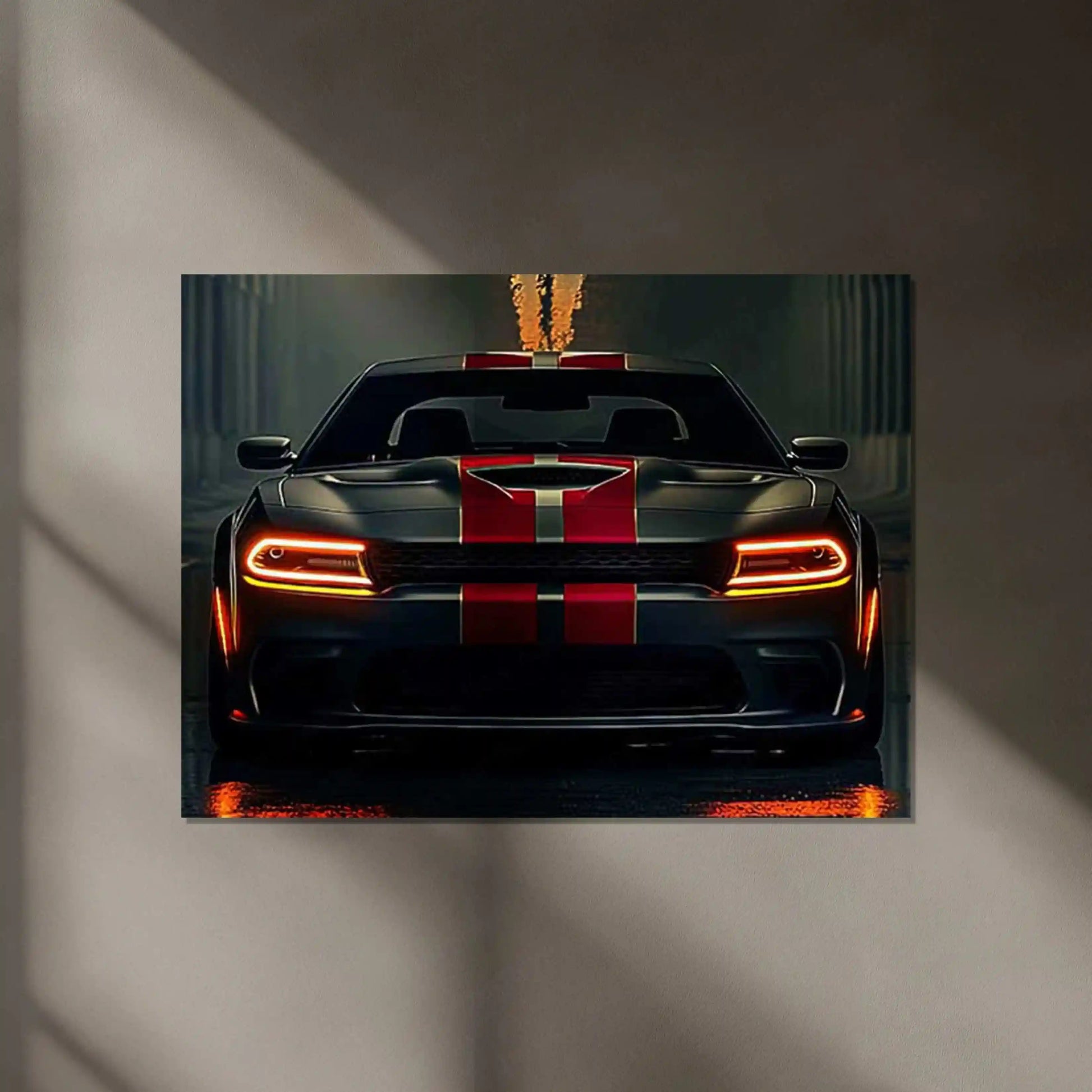 Dodge Racing Neon LED Metal Poster â Muscle Car Performance Wall Art - TURTLEWINGS