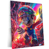 Kawaii Alien vs. Super Mario Metal Poster – Adorable Clash of Worlds!