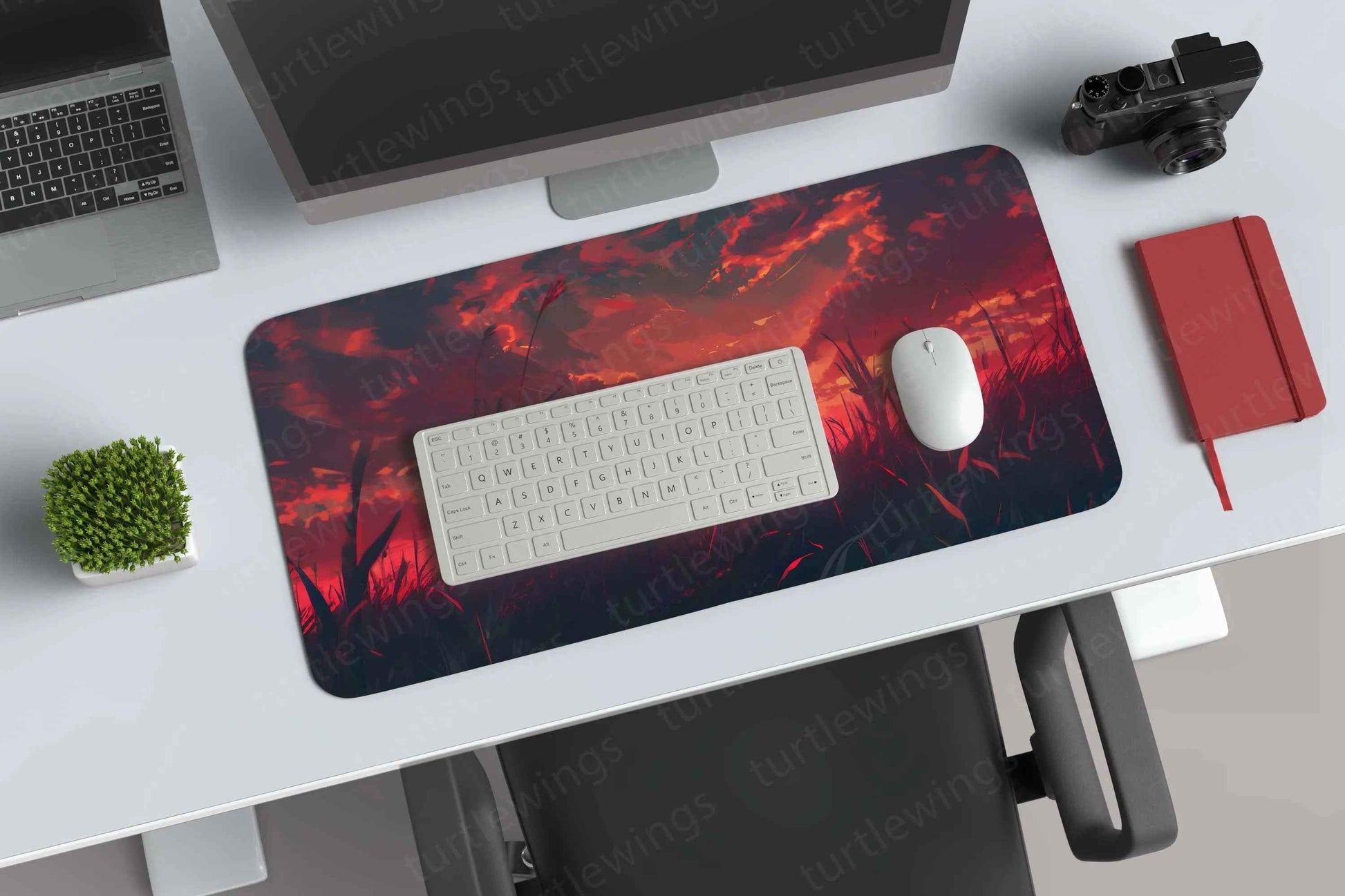 Red Large Deskmat - Premium XL & XXL Gaming Mouse Pad - TURTLEWINGS
