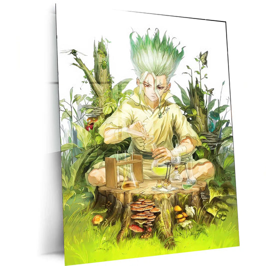 Anime Metal Poster | Dr. Stone – Rebuild the World | Science Mindset Metal Frame Ingenuity • Knowledge • Human Progress Wall Art - TURTLEWINGS