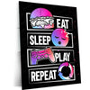 Eat Sleep Play Repeat Metal Poster | Gaming Room Wall Art | Gamer Lifestyle Decor