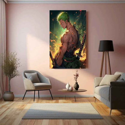 Roronoa Zoro Metal Poster | One Piece Swordsman Wall Art | Anime Warrior Print - TURTLEWINGS