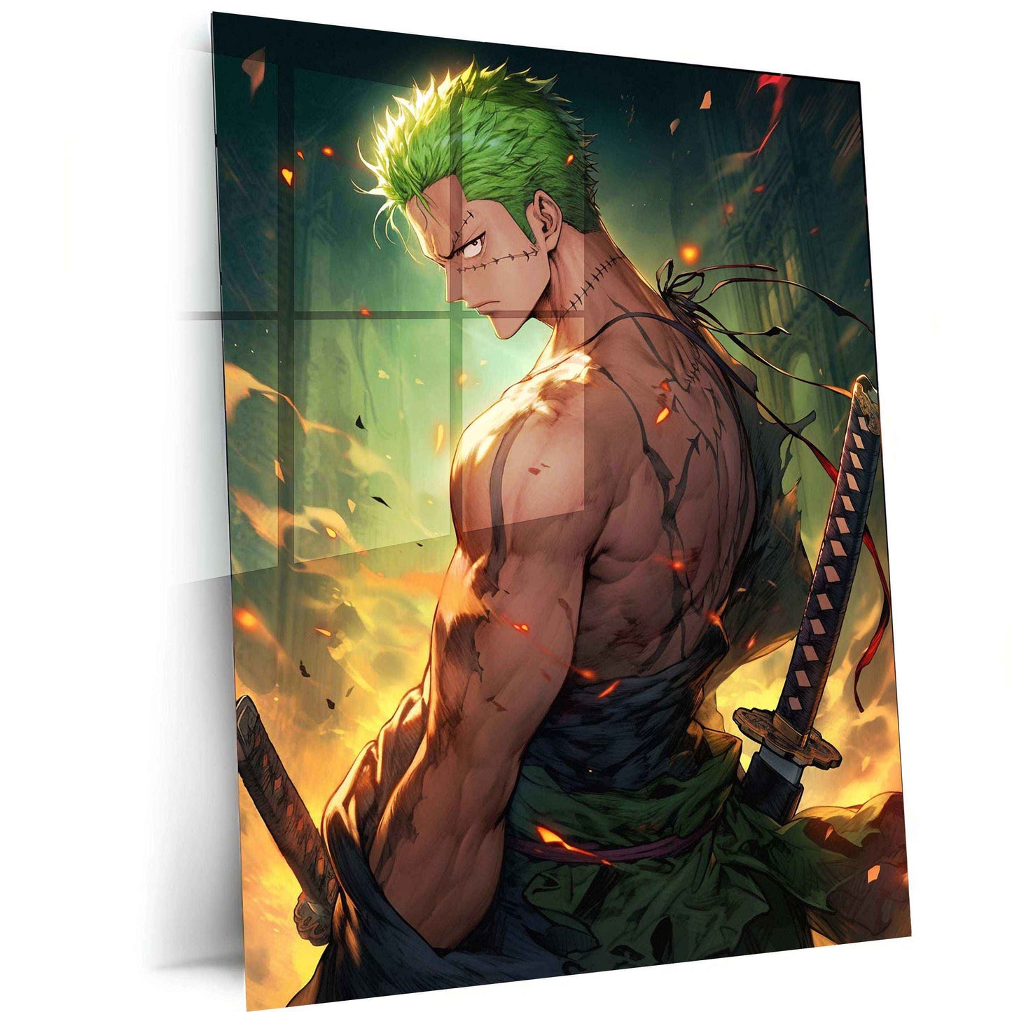 Roronoa Zoro Metal Poster | One Piece Swordsman Wall Art | Anime Warrior Print - TURTLEWINGS