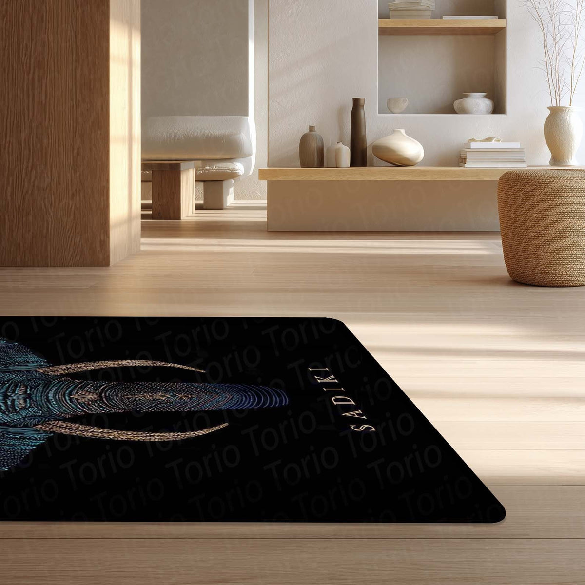 Tribal Elephant Head Area Flat Rug | Luxury Elephant Face Floor Mat | Premium Black Designer Flat Rug for Living Room, Bedroom & Modern Home Decor