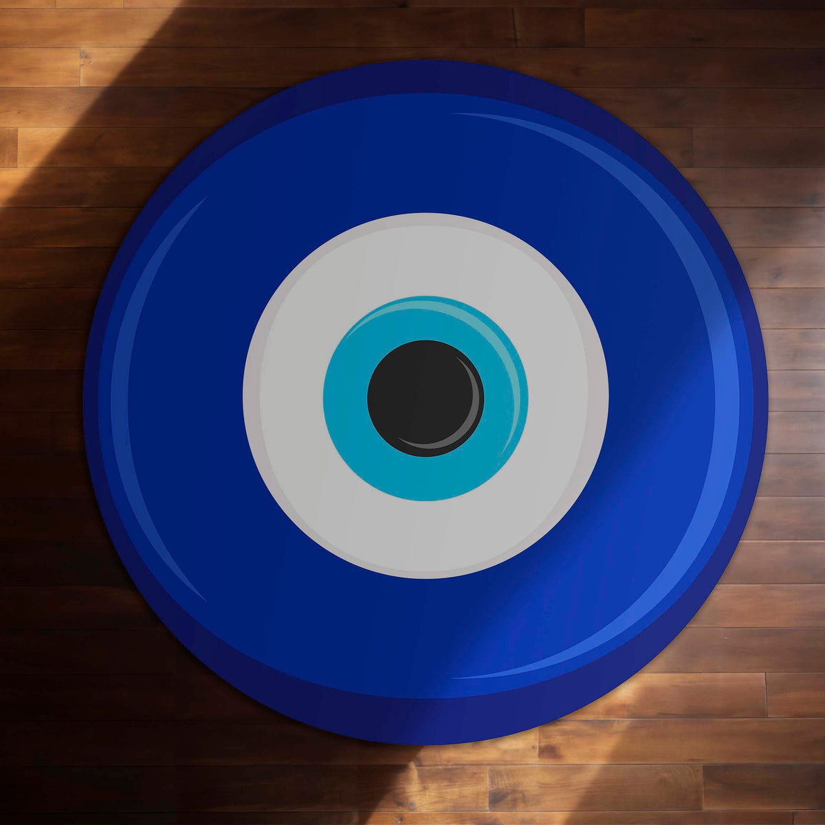 Evil Eye Protection Circular Floor Mat (3 mm Thick) | Nazar Safety Round Flat Rug for Living Room, Entryway, Bedroom & Spiritual Home Decor 02