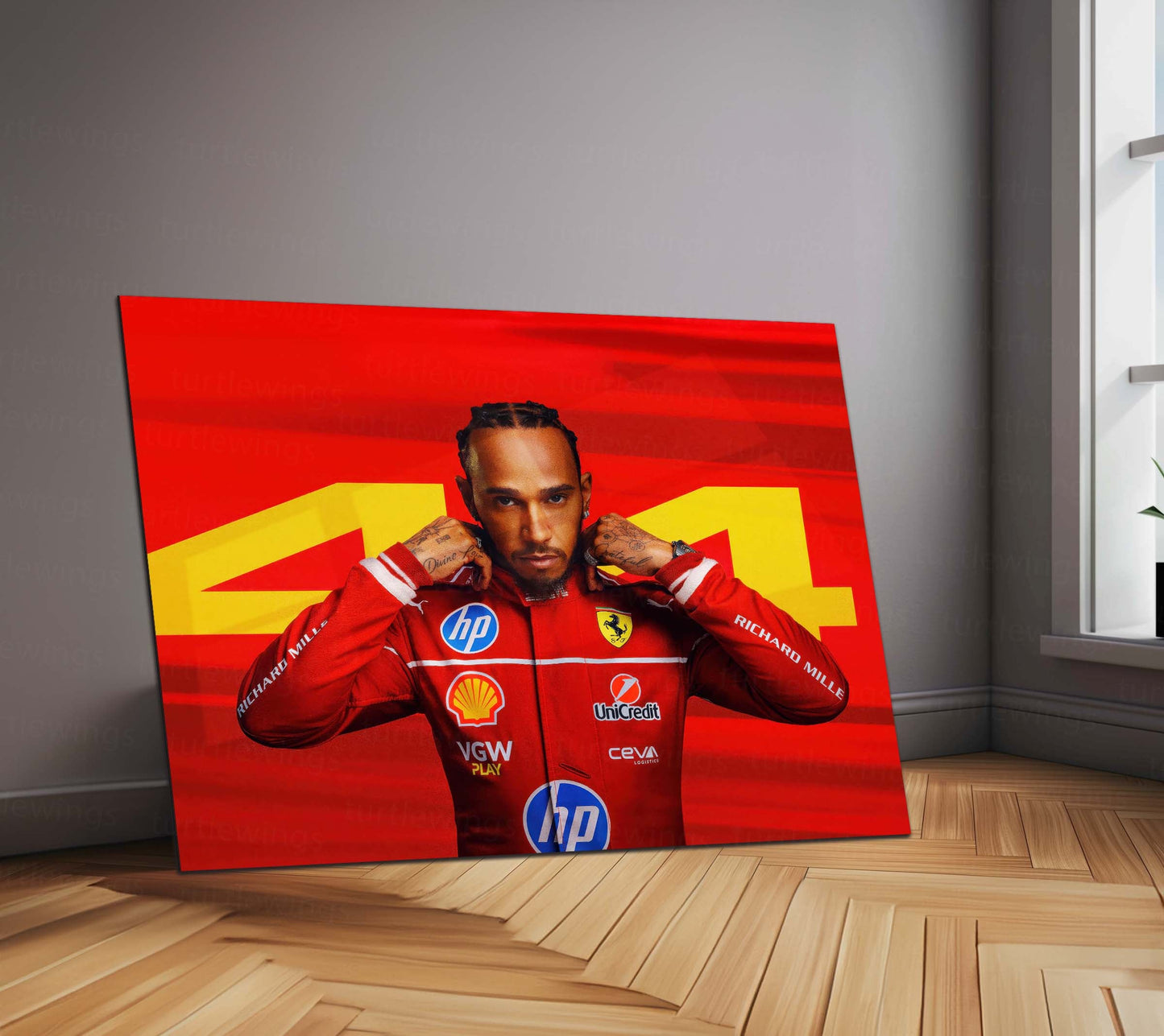 F1 25 – Lewis Hamilton Metal Frame | Formula 1 Legend Wall Art | Racing-Inspired Poster for Fans & Gamers - TURTLEWINGS