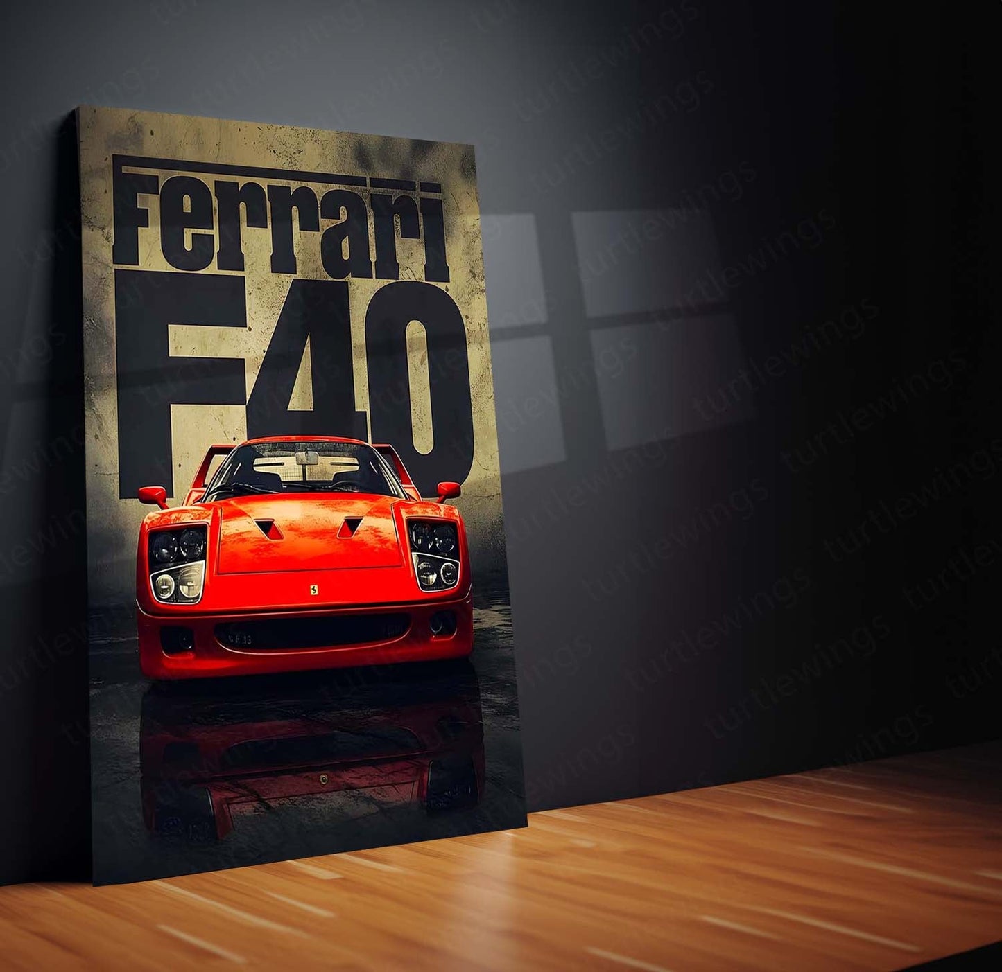 Ferrari F40 Front View Metal Poster | Iconic Supercar Wall Art