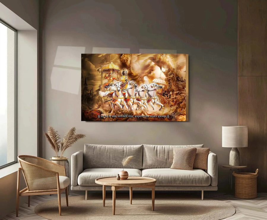 Bharatvarsh Series Metal Print – Krishna & Arjuna on Rath (Mahabharat )