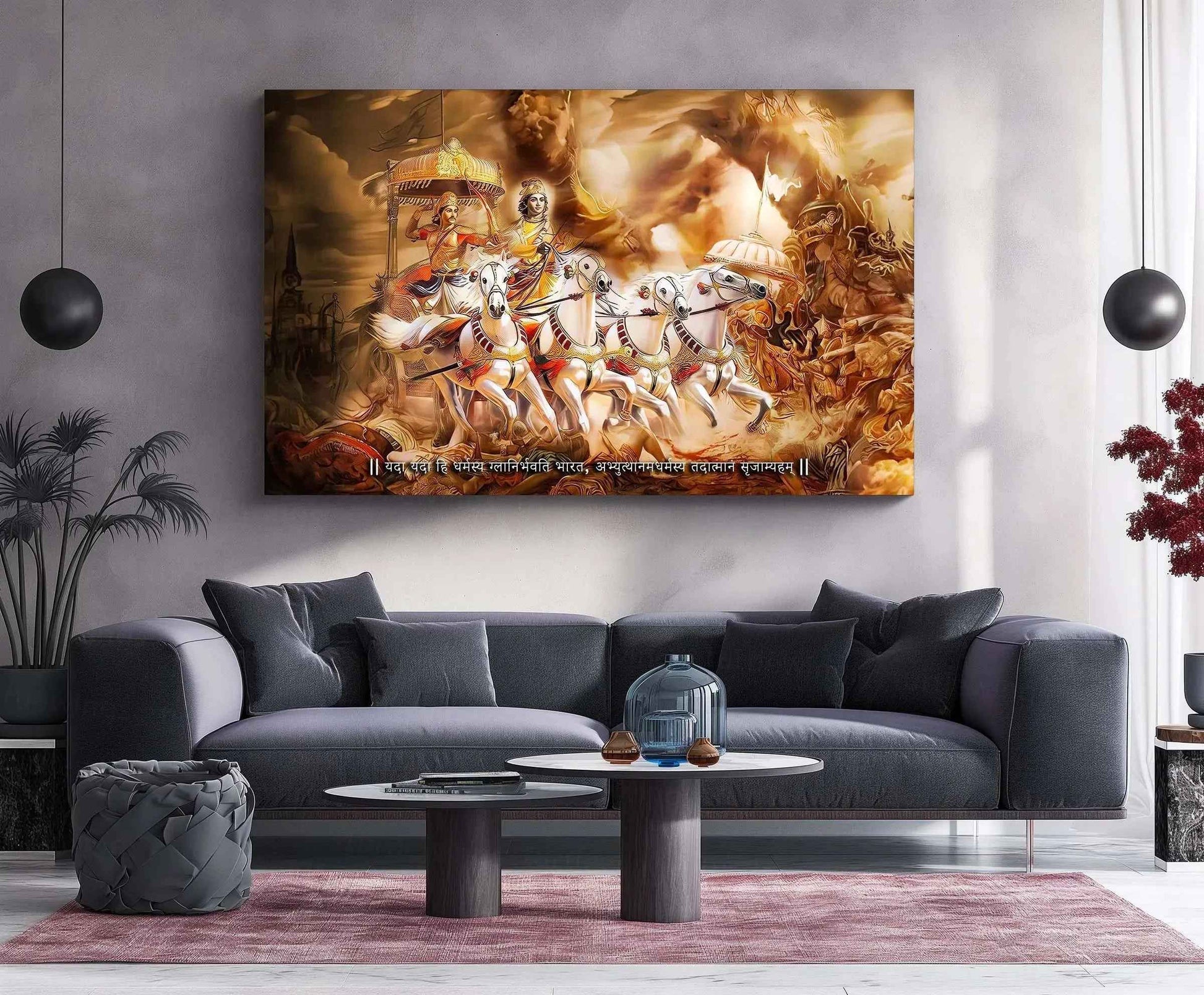 Bharatvarsh Series Metal Print – Krishna & Arjuna on Rath (Mahabharat ) - TURTLEWINGS