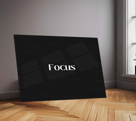 Focus – Metal Frame | Minimal Motivational Typography Poster | Clean Quote Wall Art for Hustlers & Thinkers - TURTLEWINGS