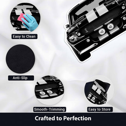 Ford Mustang Shelby Floor Mat | Anti-Slip 3mm Absorbent Muscle Car Style Flat Rug | Easy Clean Waterproof Automotive Designer Mat for Home & Garage
