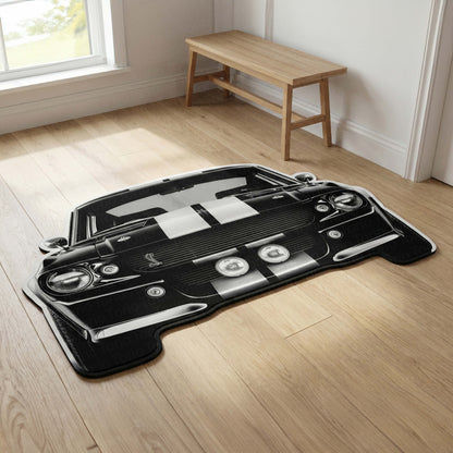 Ford Mustang Shelby Floor Mat | Anti-Slip 3mm Absorbent Muscle Car Style Flat Rug | Easy Clean Waterproof Automotive Designer Mat for Home & Garage