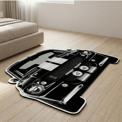 Ford Mustang Shelby Floor Mat | Anti-Slip 3mm Absorbent Muscle Car Style Flat Rug | Easy Clean Waterproof Automotive Designer Mat for Home & Garage