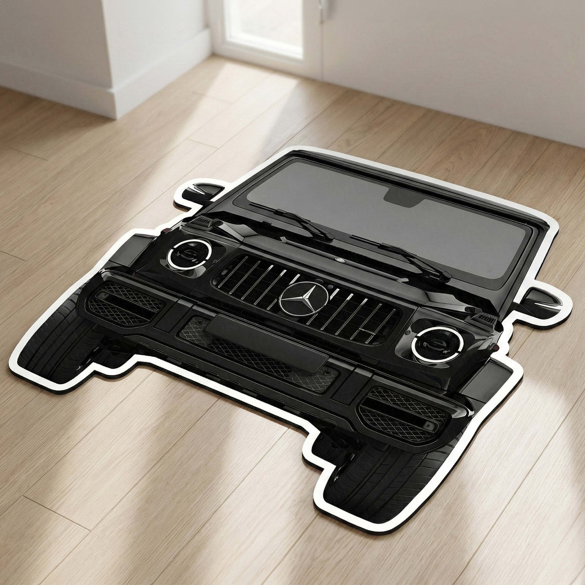 Mercedes G-Wagon Front View Floor Mat | Anti-Slip 3mm Absorbent Luxury SUV Design Flat Rug | Easy Clean Waterproof Floor Mat for Home, Office & Garage