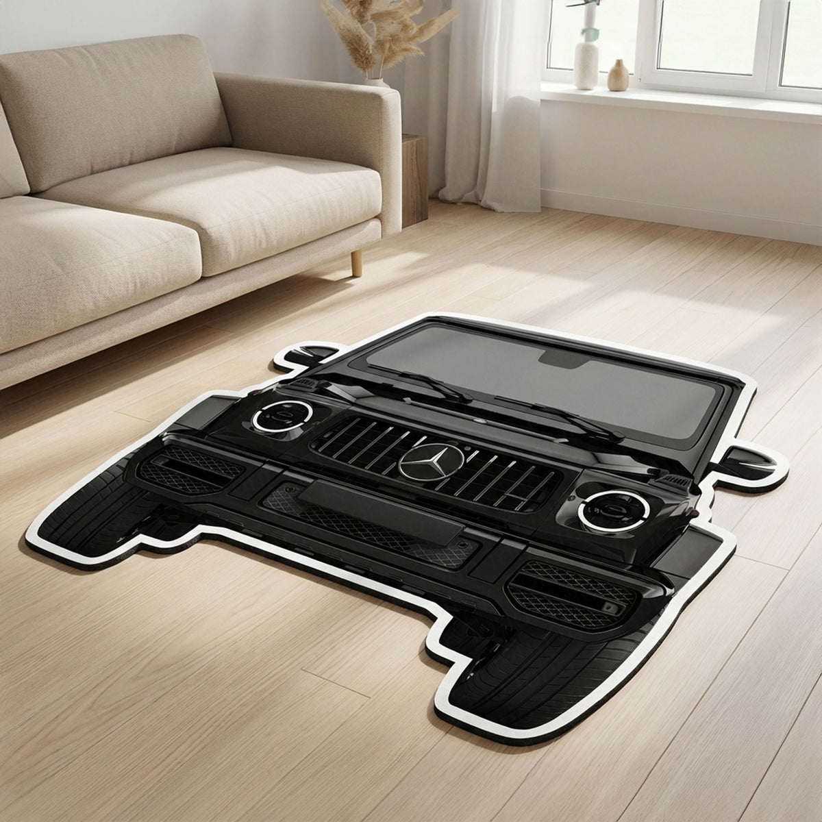 Mercedes G-Wagon Front View Floor Mat | Anti-Slip 3mm Absorbent Luxury SUV Design Flat Rug | Easy Clean Waterproof Floor Mat for Home, Office & Garage