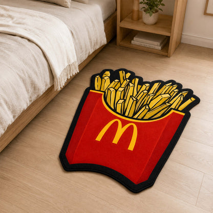McDonald's French Fries Cut-out Flat Rug | Iconic Fast Food Inspired Flat Rug | Fun Snack-Themed Room Decor