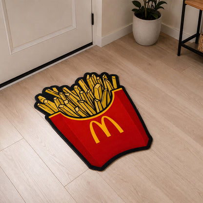 McDonald's French Fries Cut-out Flat Rug | Iconic Fast Food Inspired Flat Rug | Fun Snack-Themed Room Decor