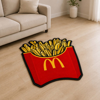McDonald's French Fries Cut-out Flat Rug | Iconic Fast Food Inspired Flat Rug | Fun Snack-Themed Room Decor