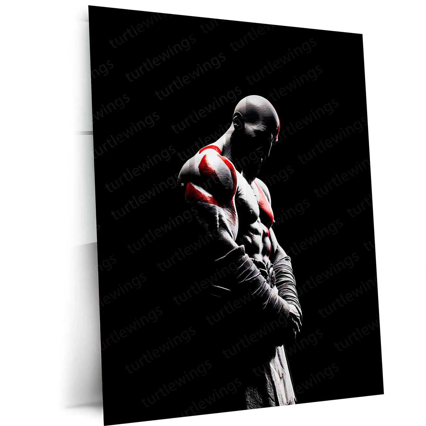 Game Metal Poster | Kratos – Spartan Rage Metal Poster God of War Inspired Wall Art | Warrior Strength Motivation Metal Frame